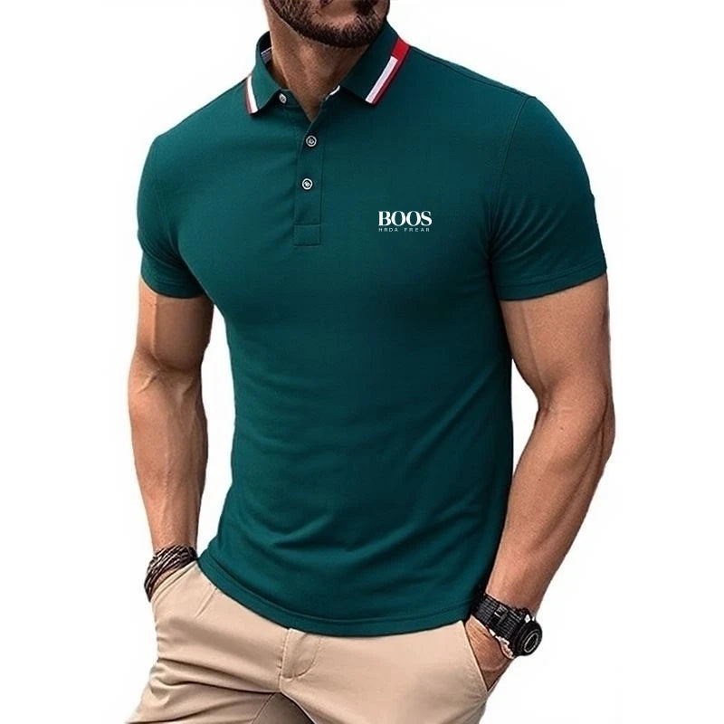 Men's high-quality logo short sleeved polo shirt