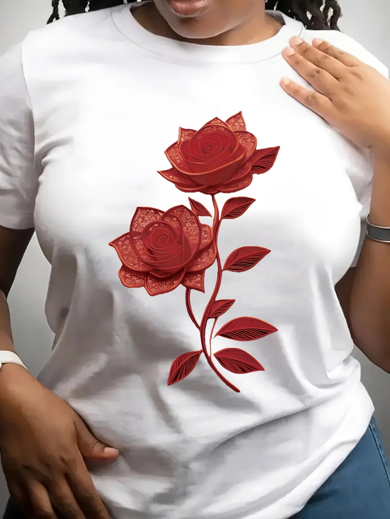 Women's Crew Neck Flowers and plants T-Shirt