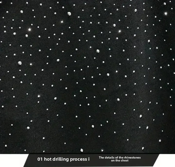 Summer Rhinestone Rivet T-shirt for Men Casual