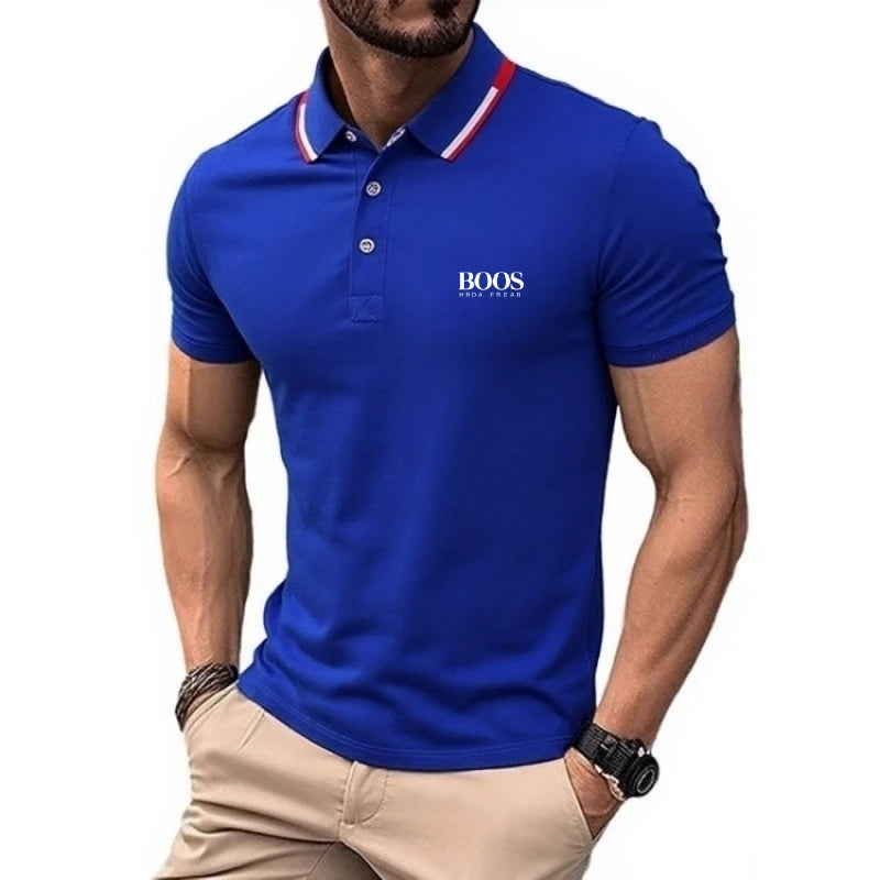 Men's high-quality logo short sleeved polo shirt