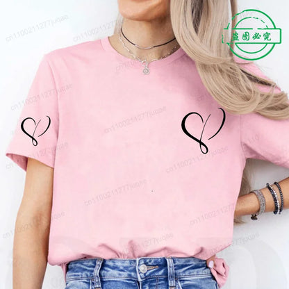 Women Love Heart Design T-Shirts Casual