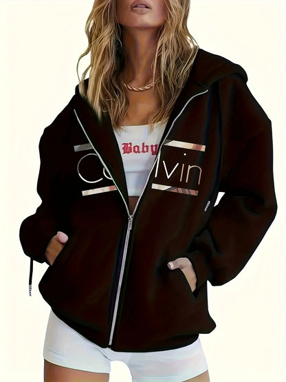 Women's Hoodie Zip-Up Casual Long Sleeve