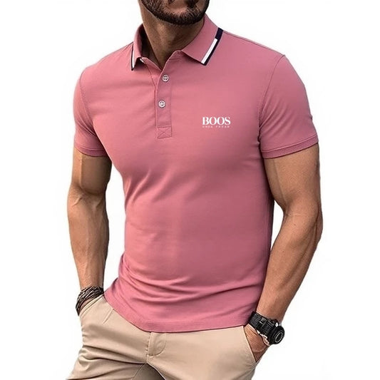 Men's high-quality logo short sleeved polo shirt