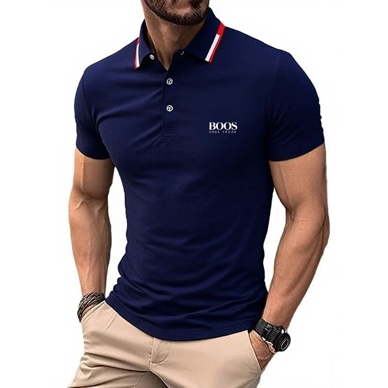 Men's high-quality logo short sleeved polo shirt