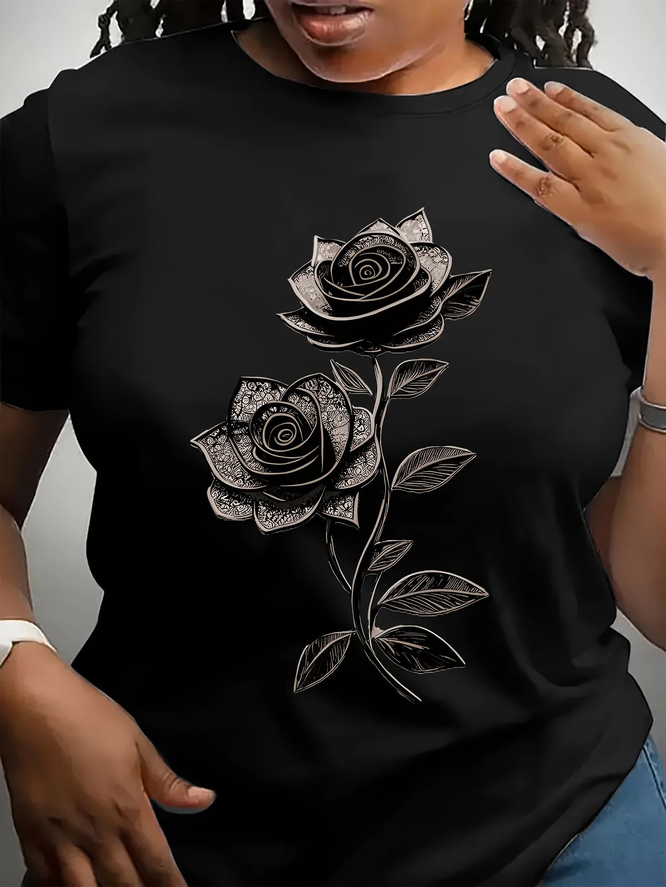 Women's Crew Neck Flowers and plants T-Shirt