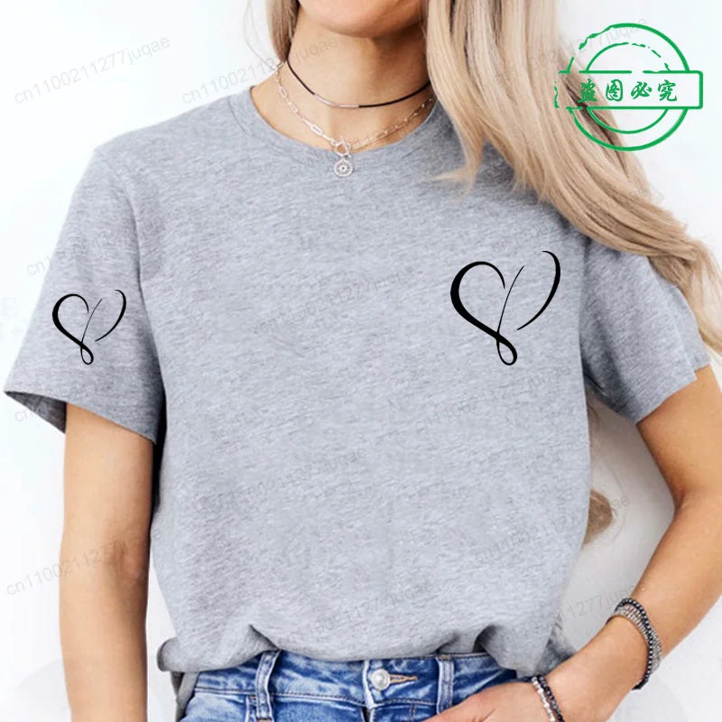 Women Love Heart Design T-Shirts Casual