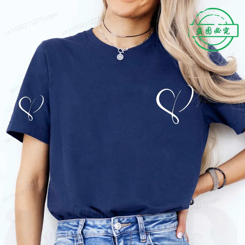 Women Love Heart Design T-Shirts Casual