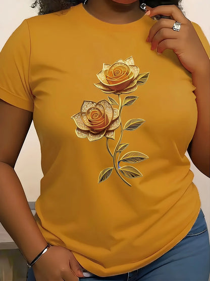 Women's Crew Neck Flowers and plants T-Shirt