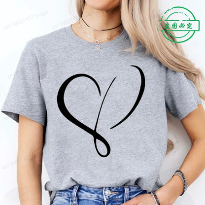Women Love Heart Design T-Shirts Casual