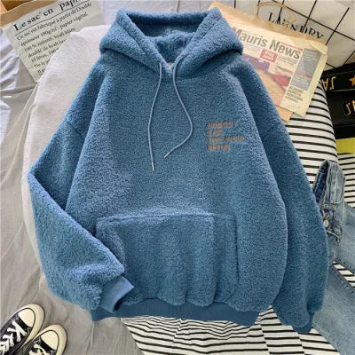 Lamb Velvet Hoodie Women's Trendy Korean Style