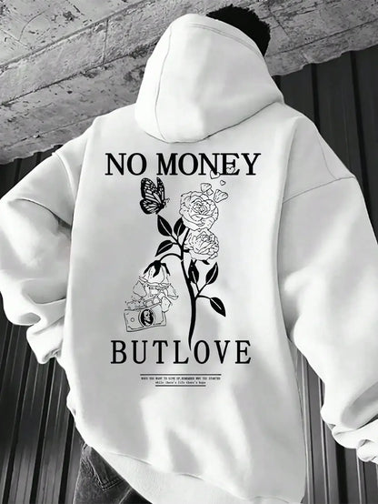 Loose men's floral letter print hooded sweatshirt
