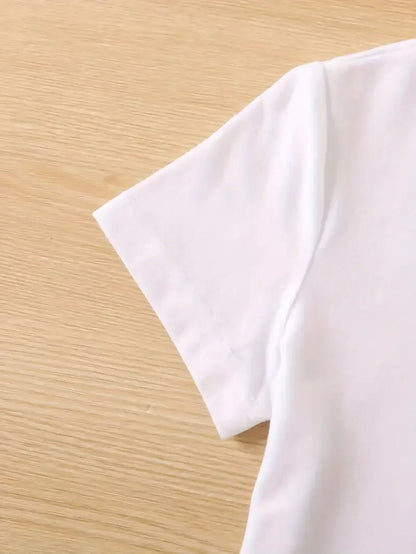 Women T Shirt Spanish Letter Print Short Sleeve