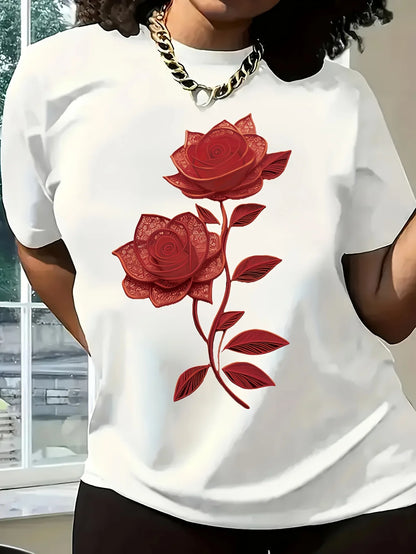 Women's Crew Neck Flowers and plants T-Shirt