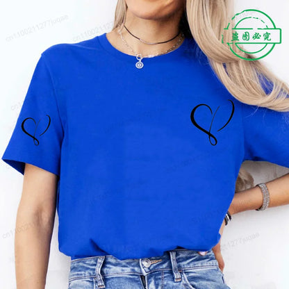 Women Love Heart Design T-Shirts Casual