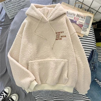 Lamb Velvet Hoodie Women's Trendy Korean Style