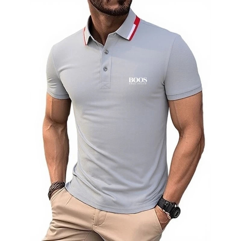 Men's high-quality logo short sleeved polo shirt