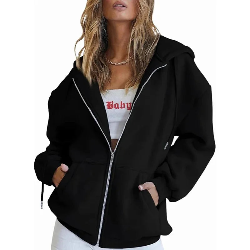 Fashion Zip Up Sweatshirt Women Jacket Hoodies