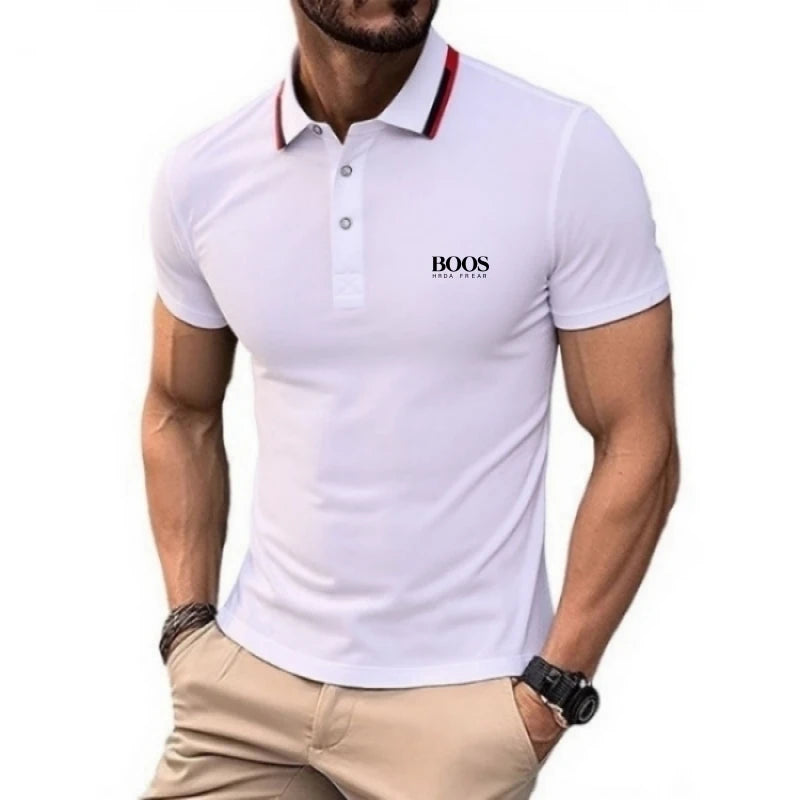 Men's high-quality logo short sleeved polo shirt