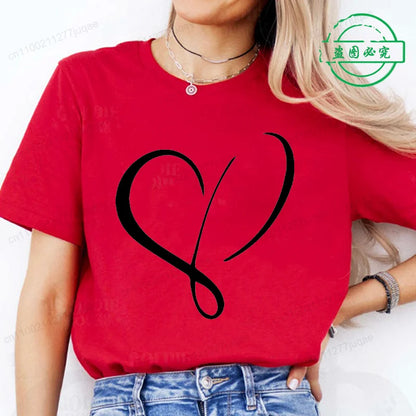 Women Love Heart Design T-Shirts Casual