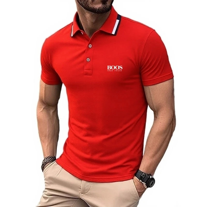 Men's high-quality logo short sleeved polo shirt