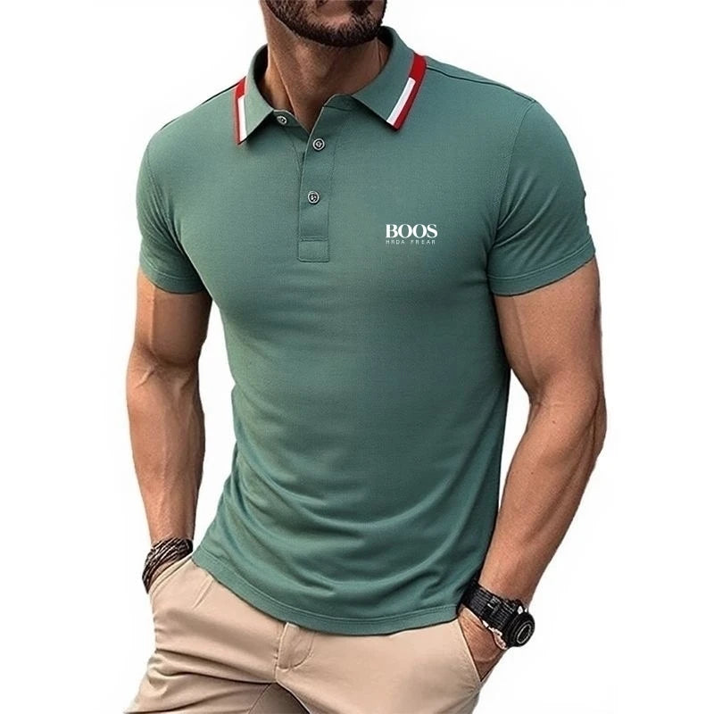 Men's high-quality logo short sleeved polo shirt