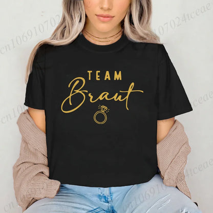 Women T-Shirts Casual Fashion BLACK Top JGA