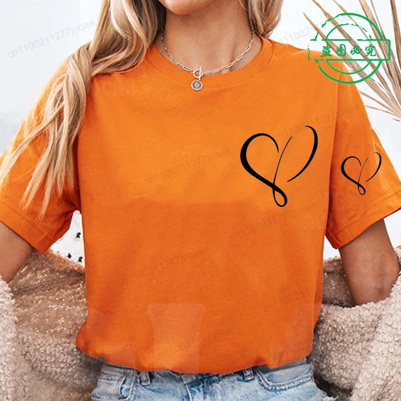 Women Love Heart Design T-Shirts Casual