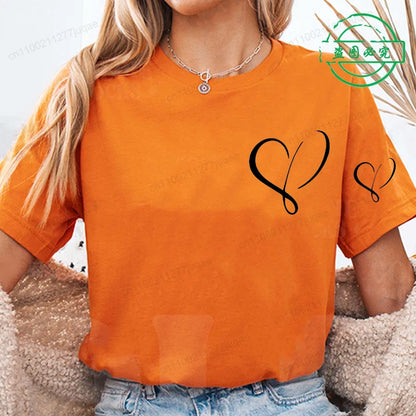 Women Love Heart Design T-Shirts Casual