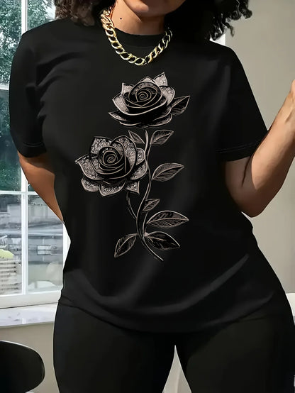 Women's Crew Neck Flowers and plants T-Shirt