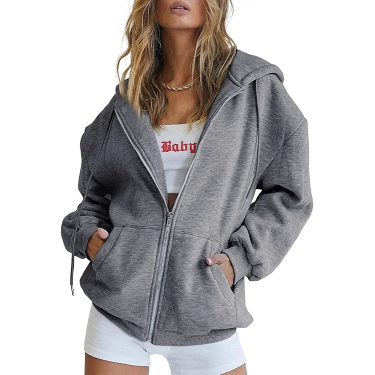 Fashion Zip Up Sweatshirt Women Jacket Hoodies