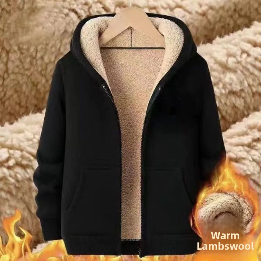 Men's Fleece Hoodie Black Oversize Loose Zipper