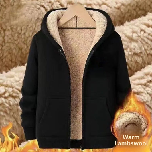 Men's Fleece Hoodie Black Oversize Loose Zipper