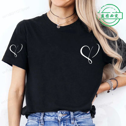 Women Love Heart Design T-Shirts Casual