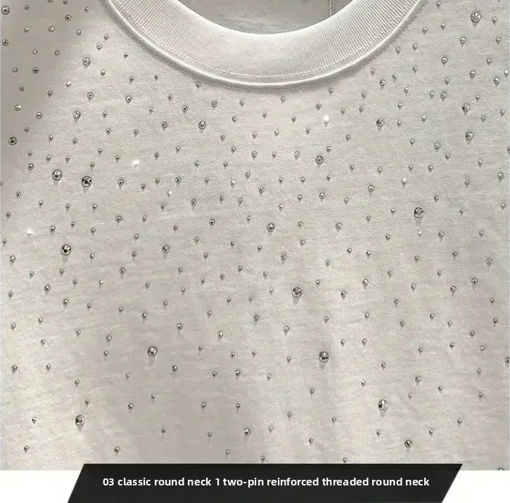 Summer Rhinestone Rivet T-shirt for Men Casual
