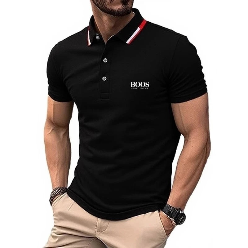 Men's high-quality logo short sleeved polo shirt