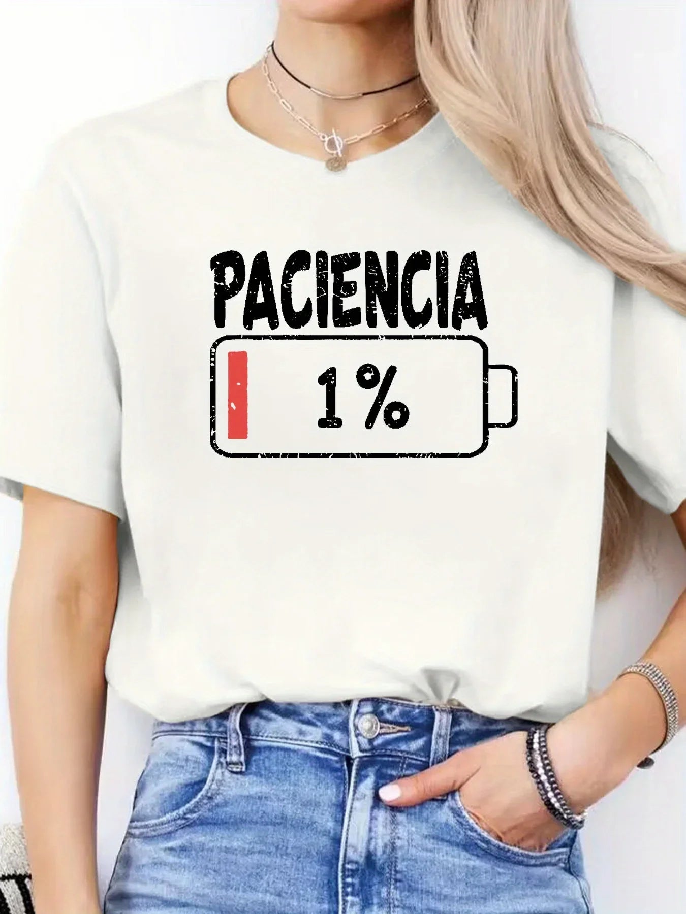 Women T Shirt Spanish Letter Print Short Sleeve