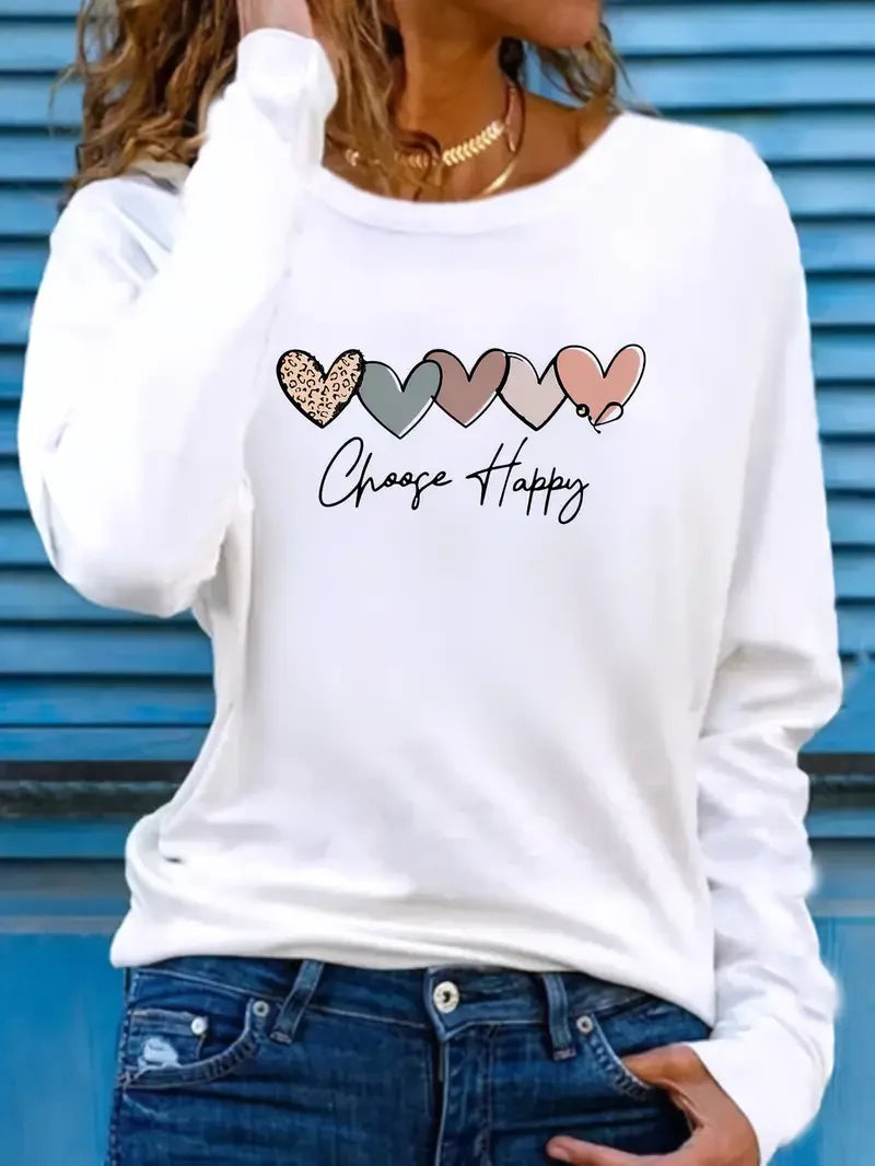 Heart Printed Shirt Funny Gothic T Shirt Women's