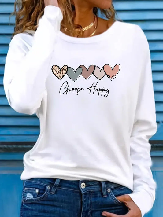 Heart Printed Shirt Funny Gothic T Shirt Women's