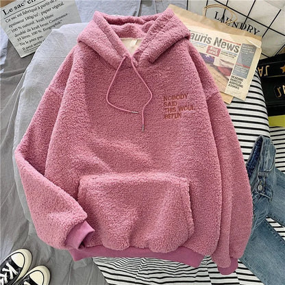 Lamb Velvet Hoodie Women's Trendy Korean Style