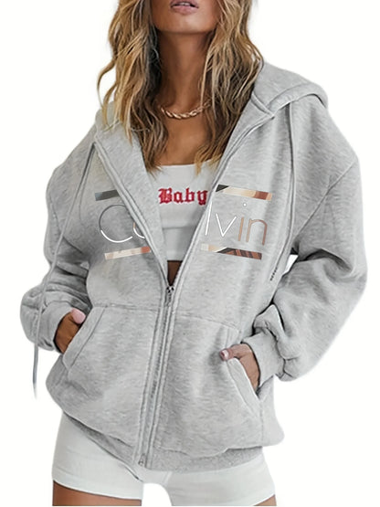Women's Hoodie Zip-Up Casual Long Sleeve
